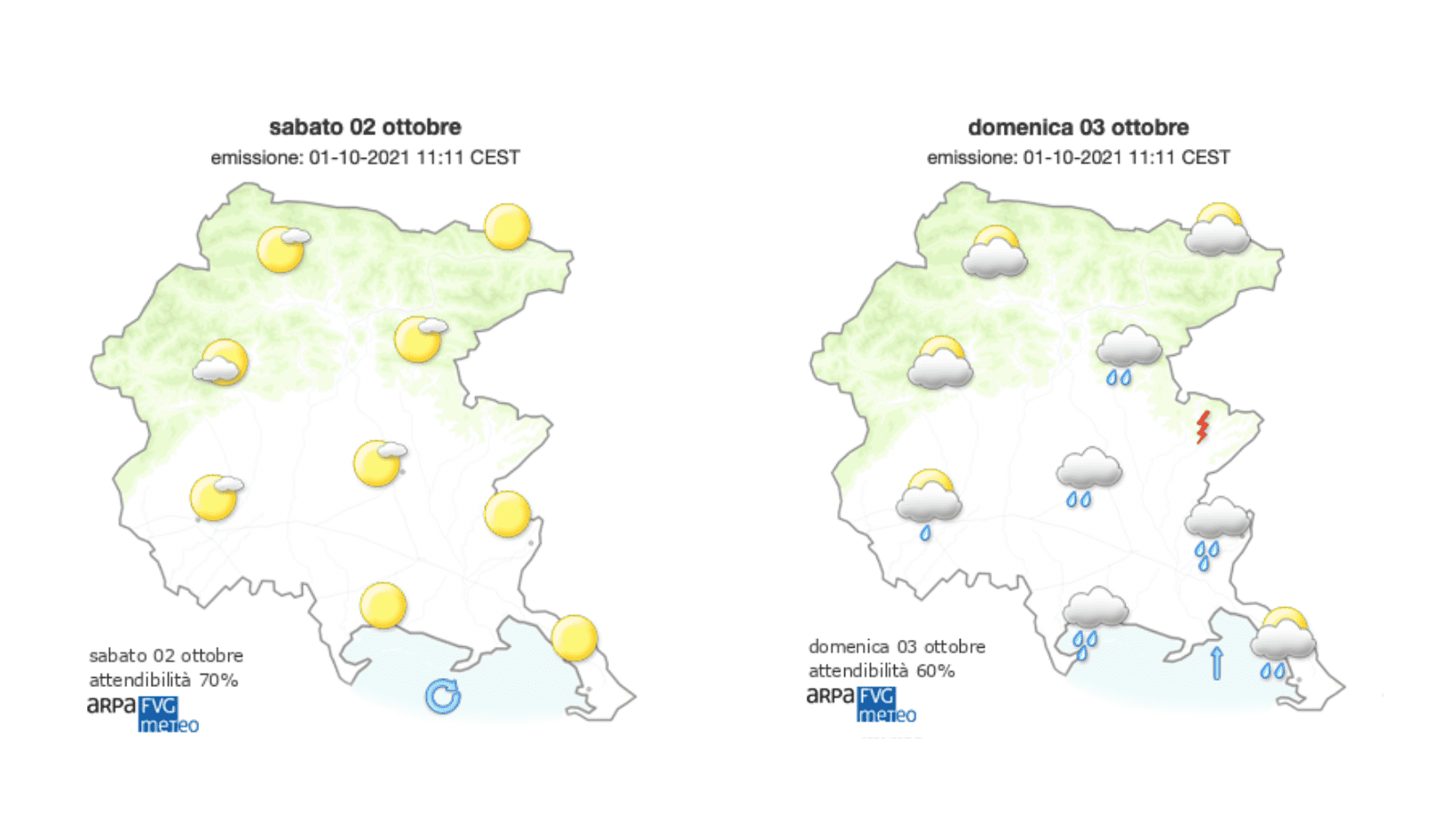 Immagine per Meteo, sabato di sole sul Goriziano con pioggia attesa da domenica